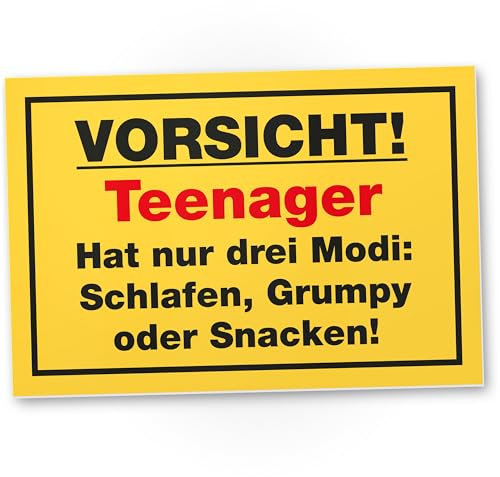 DankeDir! Schlafen Grumpy Snacken - Schild 30 x 20 cm - Geschenkidee Teenager Spruch Zimmer Türschild Jungen & Mädchen Jugendzimmer - Dekoration Deko Geschenk Idee Jugendliche Tür Deko Geburtstag