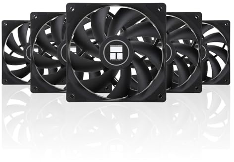 Thermalright TL-C12C X5 CPU Cooler Fan 12cm Silent Cooling Fan,Lightless,Desktop CPU,with 1550RPM Speed,Suitable for Chassis, Water Cooling Radiators（5 Quantities）