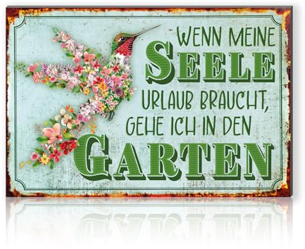 Finest Folia Gartenschild 30x20cm Alu Verbundplatte UV Druck Deko Garten Schild Dekoration Sprüche für den Außenbereich mit Spruch wetterfest RV001 (Motiv 10)