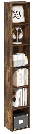 Furinno LUDER Book Shelf, 6-Tier Tall Modern Bookshelf, Bookcase with Open Shelves, 9.3 x 12 x 71, for Living Room, Bedroom, Home Office, Amber PINE