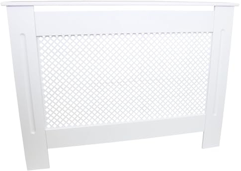 Cache-radiateur en bois MDF peint en blanc - Grille treillis moderne - Pour meubles de maison - Étagère moyenne - 1115 mm