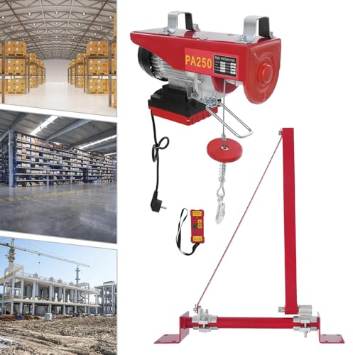 550W Elektrohebezeug mit Halterung 250KG(Doppelkabel)/125KG(Einzelkabel) 12m/6m Hubhöhe Elektrohebezeug mit drahtloser Steuerung Elektrische Seilwinde mit zwei Schlingen