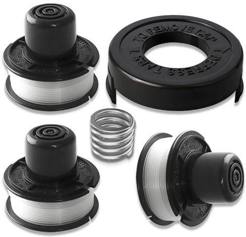 3 Trimmer Spool Line 1 Spool Cover Cap 1 Spring Compatible with Black & Decker GL250/GL310/GL360, A6226-XJ Strimmer Spool Wire Replacement (1.6mm × 6m)