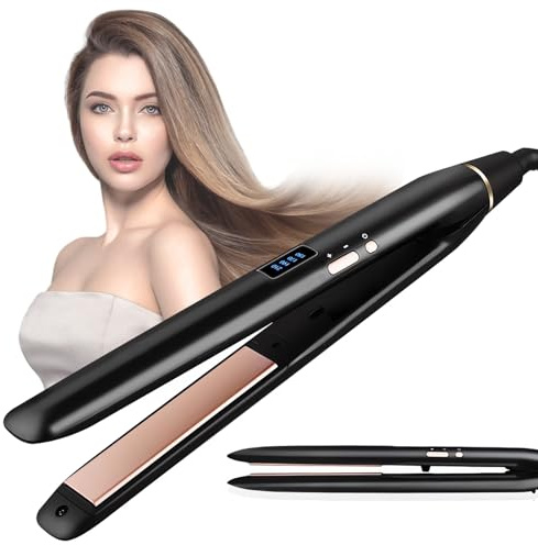 Anluomafuy Planchas del Pelo 2 en 1, Plancha de Pelo Ceramic con pantalla LED, Plancha Alisadora Portátil, Plancha de Pelo Portátil USB Recargable, 4 Temperaturas, Calienta en 30s, para Alisar, Rizar