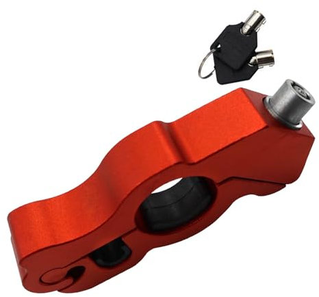 Walmeck Motorrad Griff Schloss, Anti-Diebstahl-Roller Lenker Verriegelung mit Beständigem Rostfreien CNC-Aluminium für Dirt Bike Moped ATV, Universal Passt Bis zu 1,5 Zoll (Rot)