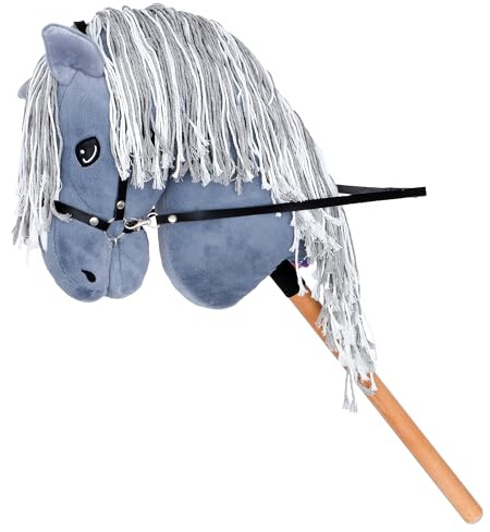 Start Hobby Horse Steckenpferd aus Plüsch mit Holzstock – Realistisches Stockpferd mit Langer Mähne zum Frisieren – Weiches Spielpferd für Kinder Hobby Horsing & Rollenspiele (Gracie (Grau))