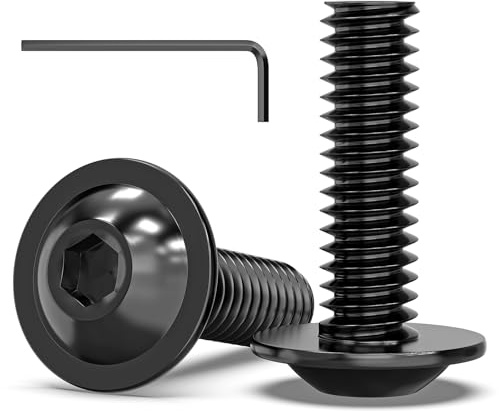 20 Pcs M5 x 16mm Flanged Button Head Screws Socket Bolts | Stainless Steel 304, Allen Socket Drive, Black Finish with Hex Spanner
