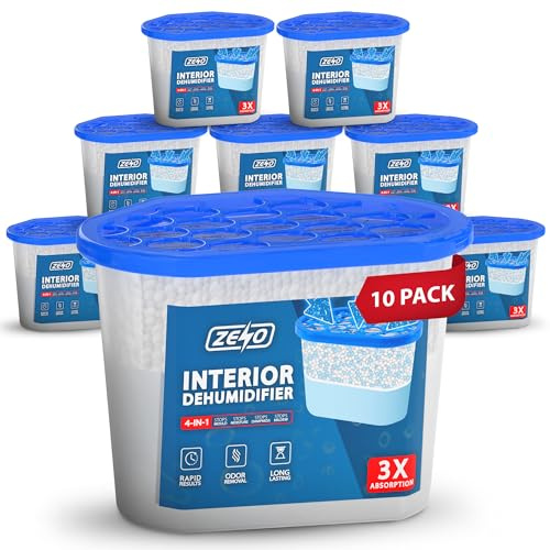 ZENO Disposable Dehumidifier 500ml | Moisture Absorber Dehumidifiers for Damp, Mould, Moisture in Home, Kitchen, Wardrobe, Bedroom, Caravan | Dehumidifiers Disposable | Damp Absorber (10 Pack)