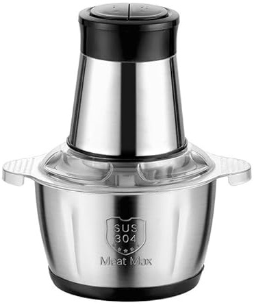 Hachoir Électrique Avec Bol Acier Inox 5L, 500W Hachoir à Viande Avec 5 Vitesses,Mixeur hachoir pour Hacher légumes, fruits, viande, oignons (B-2L black)
