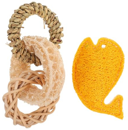 BESTonZON Jouets à Mâcher pour Petits Animaux en Luffa 2 Pièces Accessoires Dentaires pour Hamsters Et Chinchillas Stimule L'activité Naturelle Matériau Naturel Coloré Jouets pour Nettoyer Les Dents