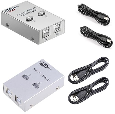 Guaber USB2.0 Switch Auto Hub Condivisione della Stampante Dispositivo 2 in 1 out Data Transfer Hub Converter Black/Silver USB Auto