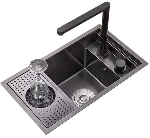 Kitchen Space-saving Sink For Toilet Rooms Of Apartments Companies Mounted Kitchen Sink Invisible Hidden Small Sink Built-in (Sink+faucet B, 22.8 * 10.2 * 8.7 inches, 58 * 26 * 22cm)