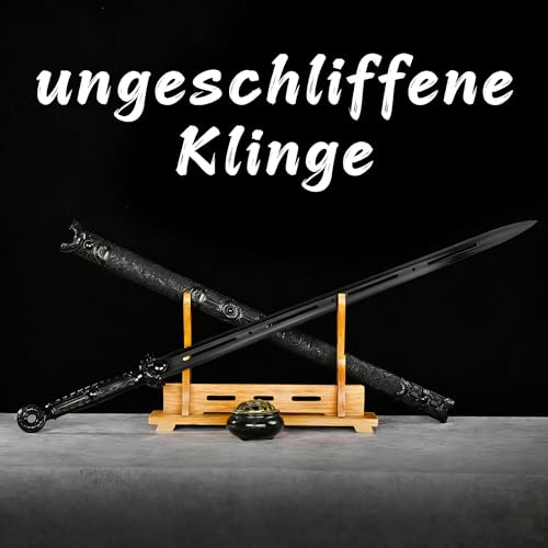 GDTDX Samurai Katana - Handgeschmiedetes Japanisches Schwert, Ungeschliffen - Mit Massivholz-Saya, 99cm - Schweres Sammlerstück (2000g)