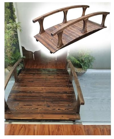 CSYQPDMBDL Holzbrücke mit Geländer, Gartenbrücke aus Holz, Holzbrücke for Gartenteich im Hof ​​mit Seitenschienen, Landschaftsbau, Kleiner Fußgängersteg(180cm (6ft))