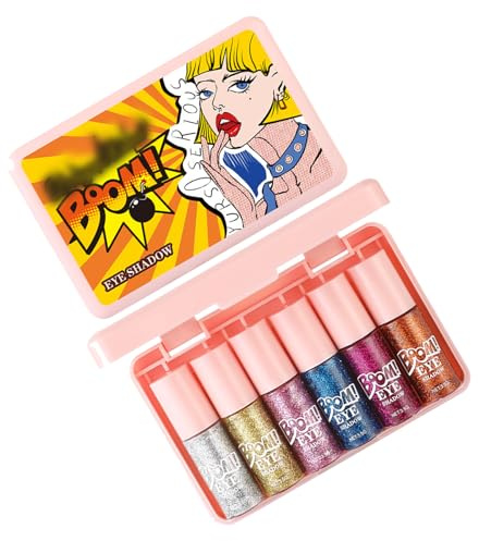 6PCS Safe Color Liquid Eyeshadows Set Glittering Eye Liner Longwear Makeups Powder Base Liquid Eyeshadow Glittering Makeup