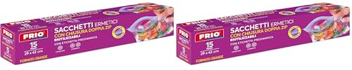 FRIO – 15 Sac Congélation ZIP 6L (taille L - 29x42 cm) Réutilisables et Hermétiques avec double ZIP, Sachets Plastiques Transparents pour Congélateur et Conservation des Aliments, Avec Étiquette