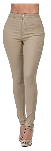 YIzdegg stretchjeans dam hög midja – denimbyxor slim fit jeansbyxor enfärgade pennjean skinny jeans stretch jeans smala snygga byxor passform byxor leggings för dagligt bruk, kaffe, XXL