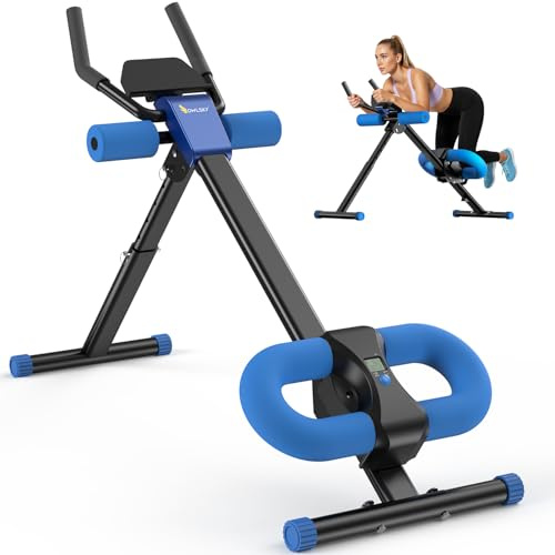 MR. CAPTAIN Ab Machine, Adjustable Ab Trainer Machine for Abs Workout at Home Gym, Foldable, LCD Monitor, Device Holder, 400 LBS, Abdominal Trainer for Stomach Workout Blue