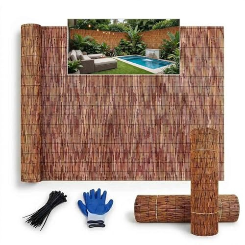 Recinzione Giardino, Frangivistas Balcone Per Esterno Alto 40 50 60 70 100 120 150 160cm Arella Bamboo Schermo Privacy Per Giardino Terrazza Piscina Gazebo(Marrone,H150xL100cm)