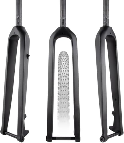 NIKANXIA Forcella Rigida MTB in Fibra di Carbonio 26/27.5/29'', ASSE Passante 15x100mm, Freno a Disco, Tubo Dritto/Conico 1-1/8''(26''Matte Black,1-1/8'')
