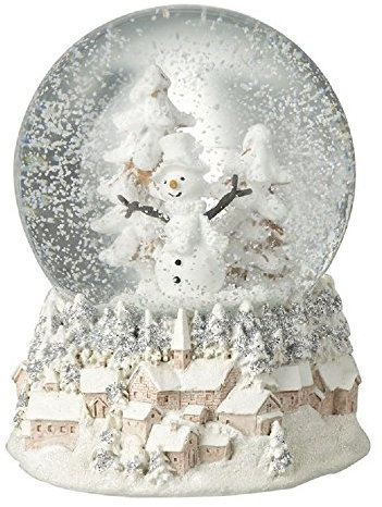 Snowman Snowglobe With Decorative Winter Village Base