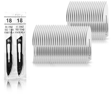 May 50 Stück Skalpellklingen Figur 18 für Skalpellhalter Nr. 4 - Ersatzklingen steril verpackt