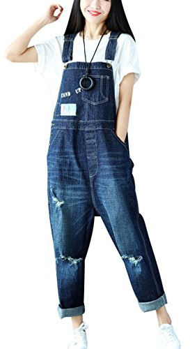 Youlee Mujer Pantalones de pierna ancha Peto de mezclilla Monos Pantalones Monos Style 14