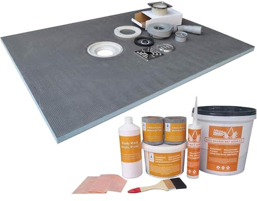 Nassboards Premium PRO Wetroom Shower Tray & Kit - Waterproof and Watertight Design with Drain and Installation Guide Including Sealing Tape, Grate, Base XPS Quality Standard with DVD Instructions