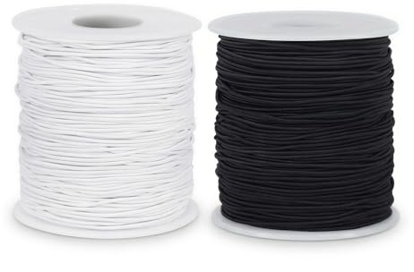 Trimming Shop Cordoncino elastico rotondo da 200 m, 1,0 mm, in gomma elastica resistente, per la creazione di gioielli, bracciali, perline, giocattoli, cappelli, pony, perline e artigianato (nero,