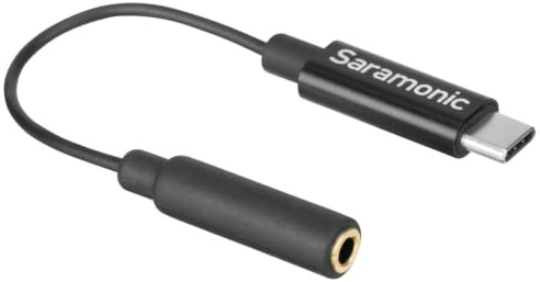 Saramonic SR-C2003 Female 3.5mm TRS to USB-C Stereo or Mono Microphone & Audio Adapter Cable to Record into iPhone 15, Android Mobile Devices, Computers, new iPad & more