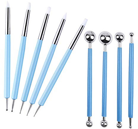 kissral 9 Stücke Modellierwerkzeuge Keramikwerkzeuge mit Zwei Enden Schnitzwerkzeug Ton Werkzeug Bildhauerwerkzeuge Für Keramik Ton Schnitzen DIY Handwerk Malerei Nagelkunst Skulptur Kunstbedarf