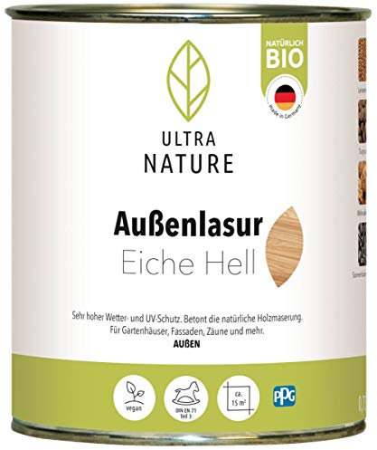 ULTRA NATURE Vernice per esterni, 0,75 l, rovere chiaro, vegano, naturale, senza solventi, smalto protettivo per legno