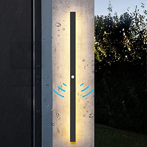 HMAKGG Lange Wandleuchte aussen mit Bewegungsmelder, LED Wandlampe Außen anthrazit Wasserdicht IP65 Warmweiß Außenlampe Villa Porch Terasse Außenwandbeleuchtung, 30w/100cm