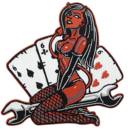 Finally Home Sexy Biker Teufel Patch zum Aufbügeln | Motorrad Kutte Patches, Karten Rückenaufnäher, Motorradjacke Rückenpatch, Aufnäher für Lederwesten
