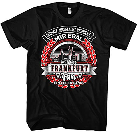 EIN Leben lang Frankfurt Herren T-Shirt | Stadt - Frankfurt Skyline - Fussball - Sport - Frankfurt Shirt - Ultras | Schwarz (XXL)