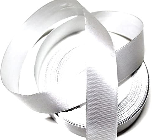 CaPiSo 22m Satinband 25mm Breite 2,5cm Schleifenband Geschenkband Dekoband Weihnachten Hochzeit (Helles Silber, 22m)