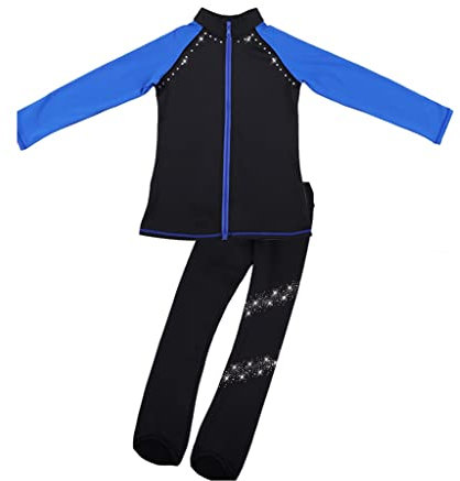 FJL Verdicken Sie Kinder-Skating-Kleidung Eiskunstlauf-Trainingshose Erwachsene Blitzbohren Schlittschuhhose Trainingskleidung Üben (Color : Blue, Size : M)