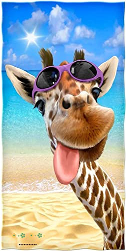 Ailaikei Strandtuch XXL-Badetuch groß 100x200-Giraffe Hund Delfin Katze 3D-Druckmuster-microfaser frottee-Weiches, saugfähiges Handtuch (1,90x180cm)