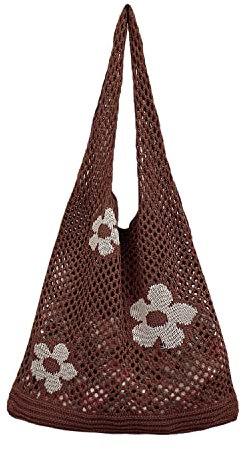 EVEOUT Gewebte Mesh Hohl Schultertaschen für Damen Strand Shopper Sommer Vintage gestrickte Henkeltaschen Umhängetasche