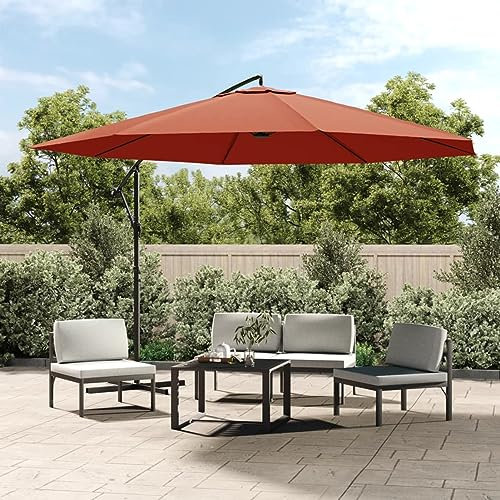 ZEYUAN Ampelschirm mit Aluminium-Mast, Balkon Sonnenschirm, Marktschirm, Garten, Balkon Schirm, Sonnen Schirme, Balkonschirm, 350 cm Terrakotta-Farbton