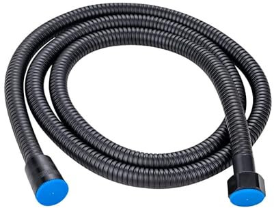 BAtlam Schwarzer Flexibler Brauseschlauch aus Edelstahl, lang, Badezimmer, Dusche, Wasserschlauch, Verlängerung, Sanitärrohr, Zugrohr, 60 cm (7 100 cm)