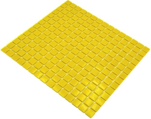 Mosaik gelb Glasmosaik Mosaikfliese Fliesen Glas glänzend Quadrat Wand Boden Küche Bad Dusche