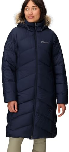 Marmot Kvinnor Wm'S Montreaux Coat, Lätt Dunjacka, Varm Vinterjacka, Vattenavvisande Quiltad Jacka, Vindtät Funktionsjacka, Liten Packbar Friluftsjacka Med Huva, Midnight Navy, S
