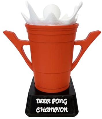 RJW Design Store 6 Multi Coloured Beer Pong Trophy - Personalised Competition Award For Winners – Fully Customizable