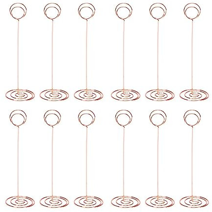osiuujkw 12 teilige Klassische Tischkartenhalter für Ihre Zeitlose Veranstaltung, robuste Metall Nummerntabelle, einfach zu verwenden, erschwinglich, verschenkt, Roségold, 2.0 * 220mm