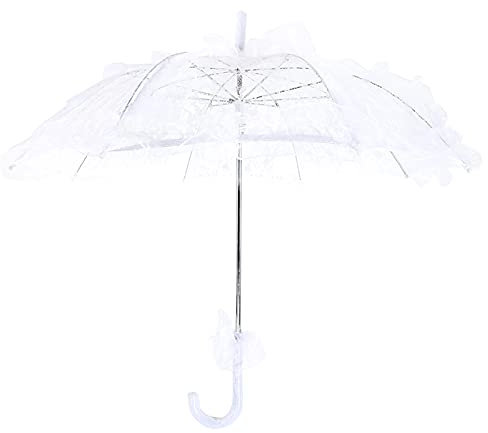 Zerodis Vintage-Spitzenschirm mit Exquisiter Verarbeitung, Geeignet für Hochzeitsfeiern, Fotografie-Requisite (White)