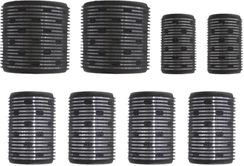 VOKMEMC 8 Pezzi Arricciacapelli Termici Riutilizzabili Bigodini Per Capelli Corti Capelli Medi Capelli Lunghi Varie Dimensioni (Nero)