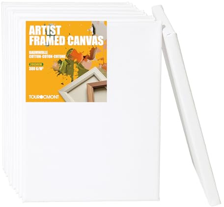 10er Pack Leinwand 20x30 cm Keilrahmen Bespannt aus Baumwolle 380 g/m² Leinwände zum bemalen 100% Säurefrei weiß grundiert für Acrylfarbe, Ölfarbe, Gouache