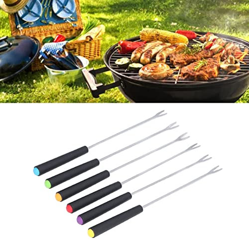 ZPSHYD Fonduegabeln, Edelstahl, Fonduegabeln, Set, 6 Stück, lange Gabeln für Kuchen, Schokolade, Obst, Käse, Fondue