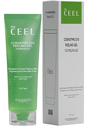 The Ceel Coenzym Q10 Peeling Gel med kaviar, gurka & aloe - mild exfolierande gel för ansikte, slät hud & smink för- Alkoholfri, för alla hudtyper - 100 ml